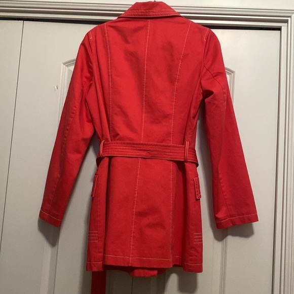 OLD NAVY Womens Coral Button Up Trench Coat Jacke Womens L lightweight Preppy - Picture 3 of 9